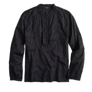 J. Crew Long Sleeve Ruffle Shirt in Floral Eyelet Black 2X